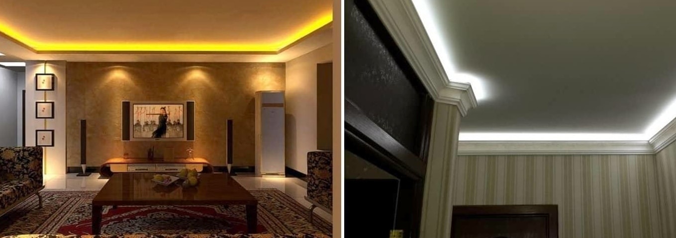 LED-remsa från under golvlisten – takbelysning